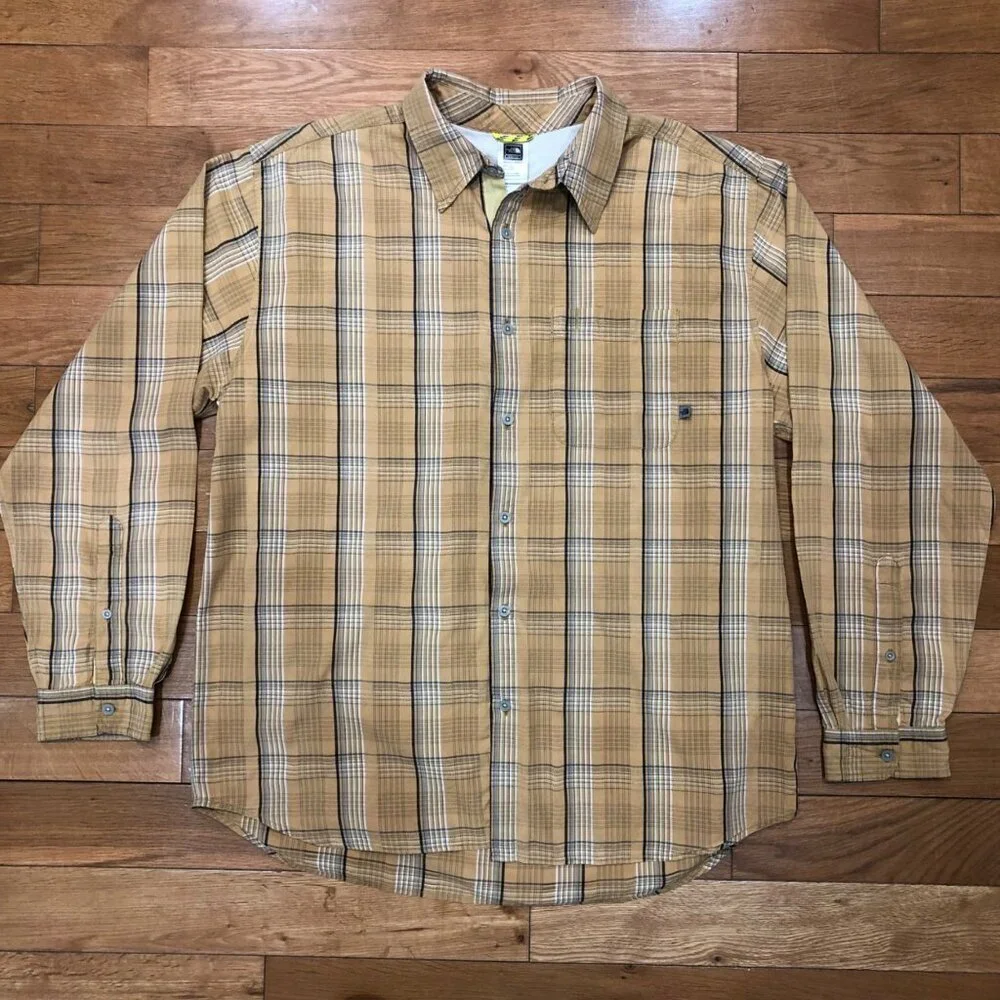 The North Face A5 Series 100% Cotton Long Sleeve Button Front Brown Shirt Sz L